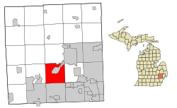 Oakland County Michigan Incorporated and Unincorporated areas West Bloomfield Charter Township highlighted